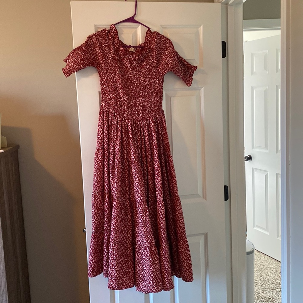 Maroon design long dress